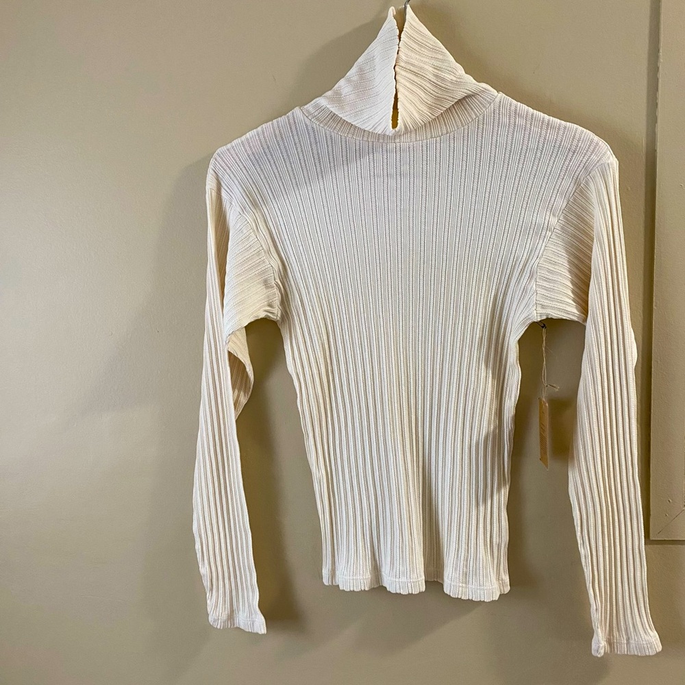 Rudy Jude Natural Cream Pointelle Turtleneck Adult size L NWT